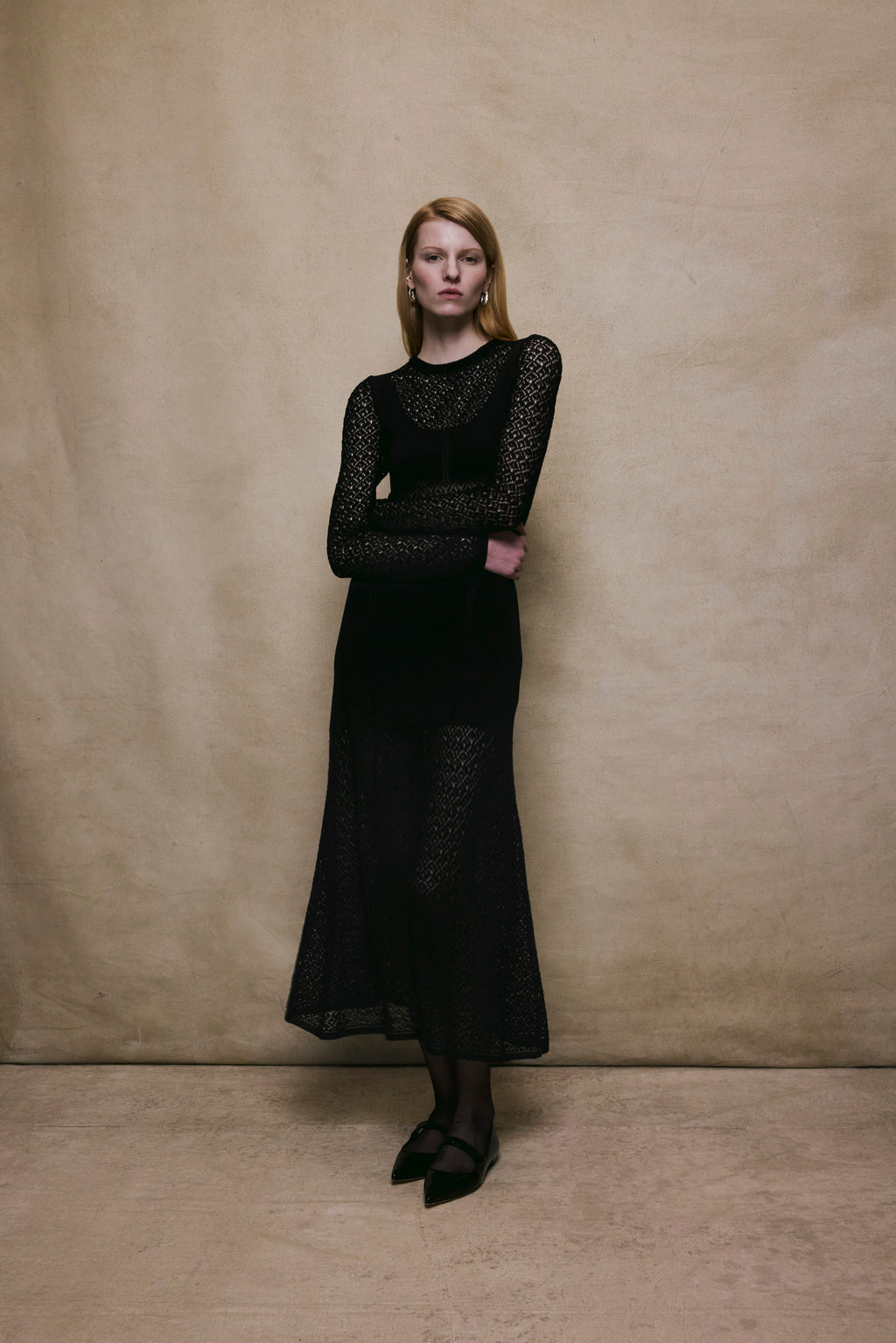 Alejandra Alonso Rojas Lace Stitch Knit Dress in Black L Alejandra Alonso Rojas Lace Stitch Knit Dress in Black L