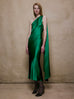 One Shoulder Shawl Dress in Kelly Green