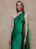 One Shoulder Shawl Dress in Kelly Green