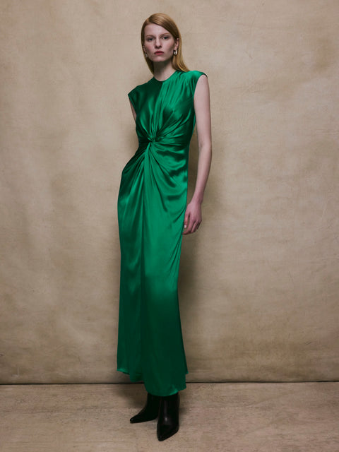 Twist Front Dress in Kelly Green