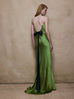 Open Back Bow Gown in Olive Green