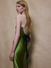 Open Back Bow Gown in Olive Green