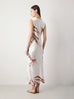 Cowl Neck Printed Silk Dress