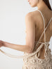 Flower Stitch Crochet Open-Back Dress in Ecru