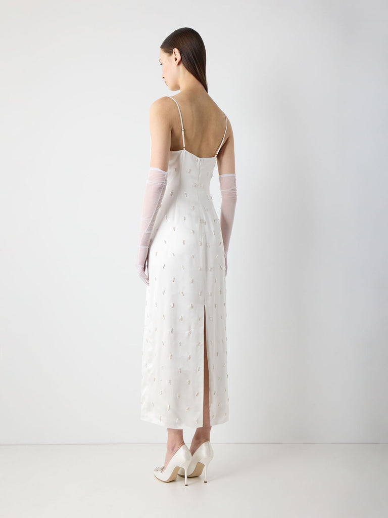 Fitted Silk Slip Dress with Pearls Fitted Silk Slip Dress with Pearls