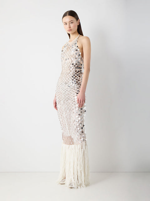 Crochet Dress with Silver Paillettes