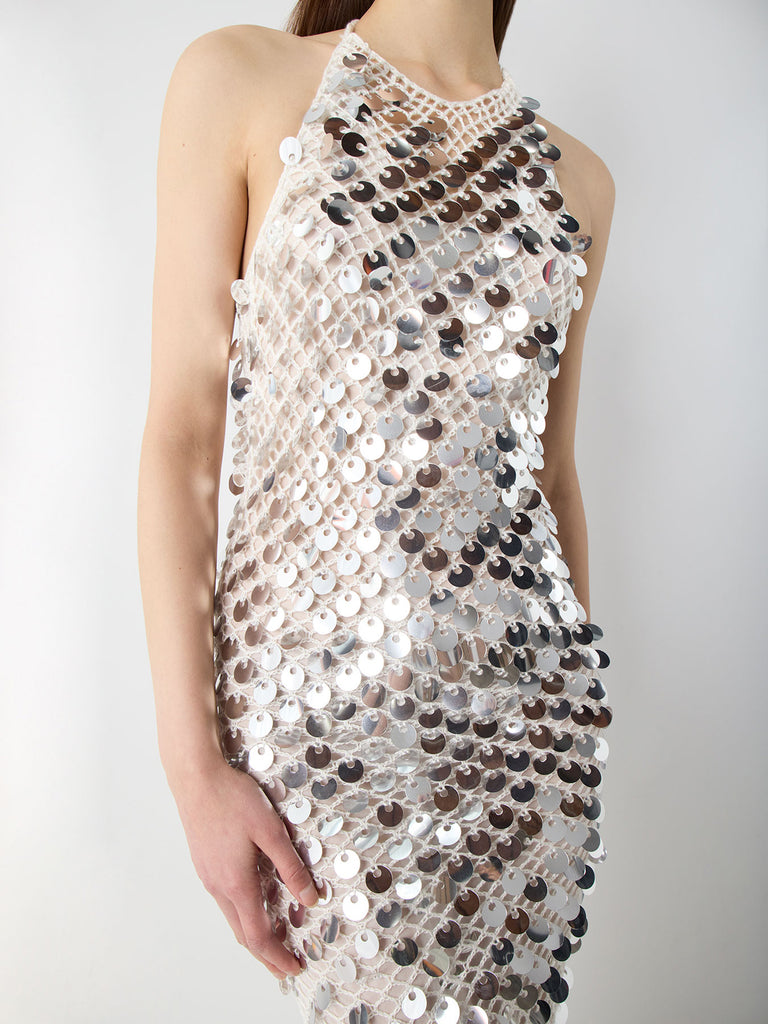 Crochet Dress with Silver Paillettes Alejandra Alonso Rojas Crochet Dress with Silver Paillettes Alejandra Alonso Rojas