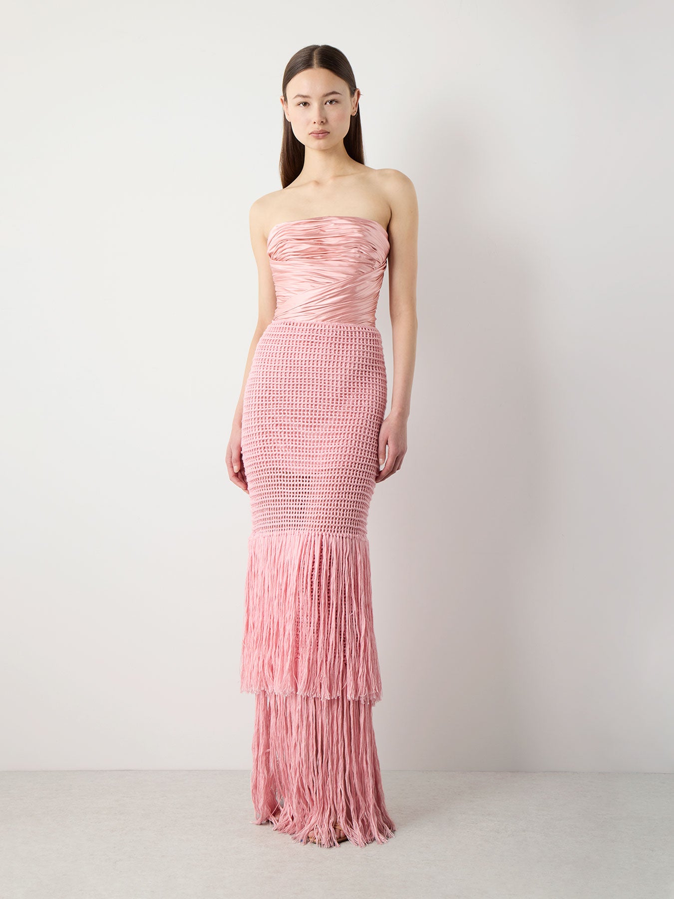 Rose Draped Bustier Dress with Crochet – Alejandra Alonso Rojas