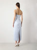 Blue Fitted Silk Slip Dress with Pearls