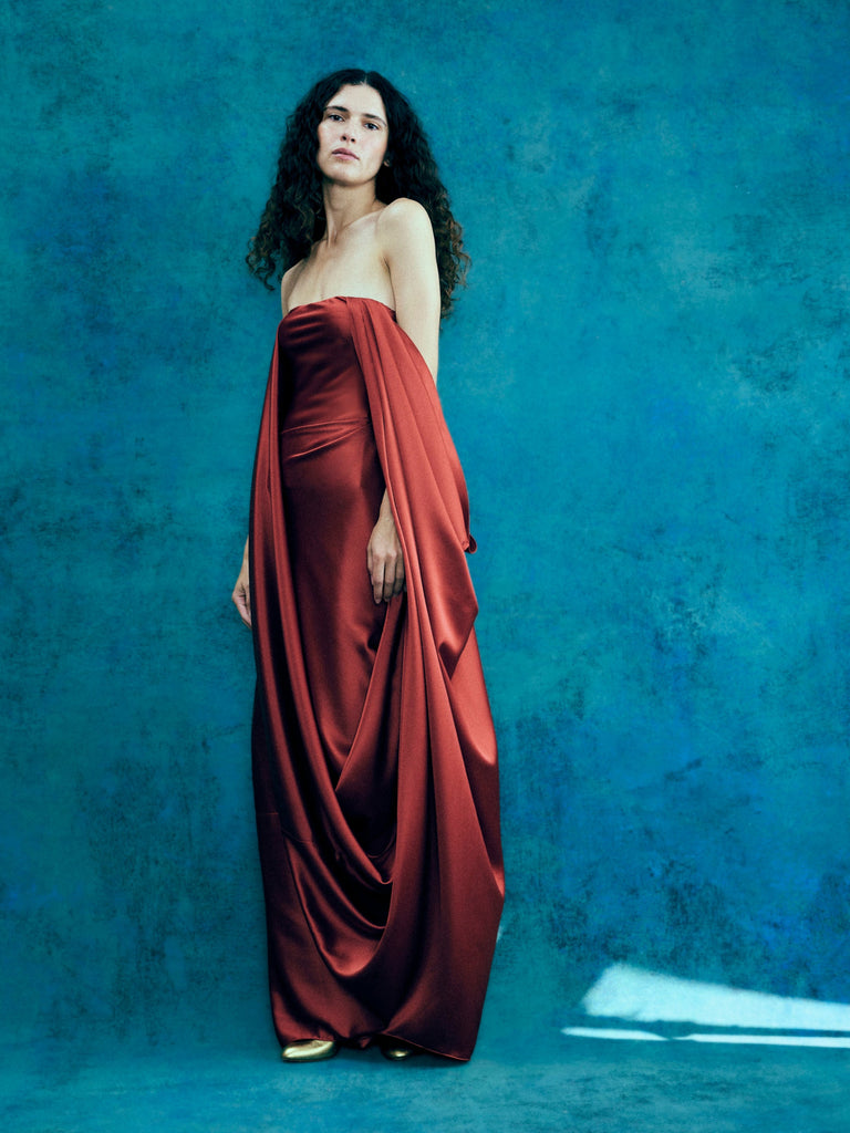 One Shoulder Shawl Dress in Kelly Green Alejandra Alonso Rojas One Shoulder Shawl Dress in Kelly Green Alejandra Alonso Rojas