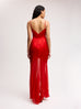 Chiffon Gown with Flowers in Red