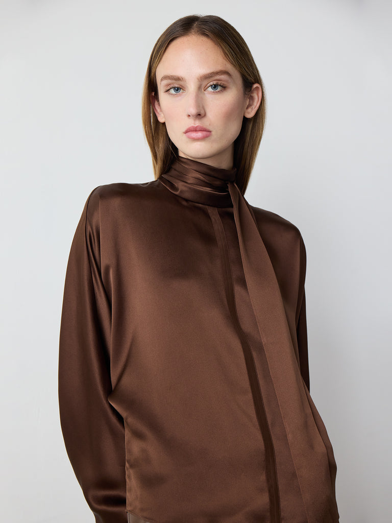 Alejandra Alonso Rojas Silk Tie Blouse in Chocolate Brown 12 Alejandra Alonso Rojas Silk Tie Blouse in Chocolate Brown 12