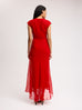 V-Neck Draped Chiffon Dress in Red