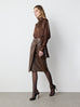 Draped Leather Skirt in Chocolate Brown