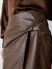 Draped Leather Skirt in Chocolate Brown