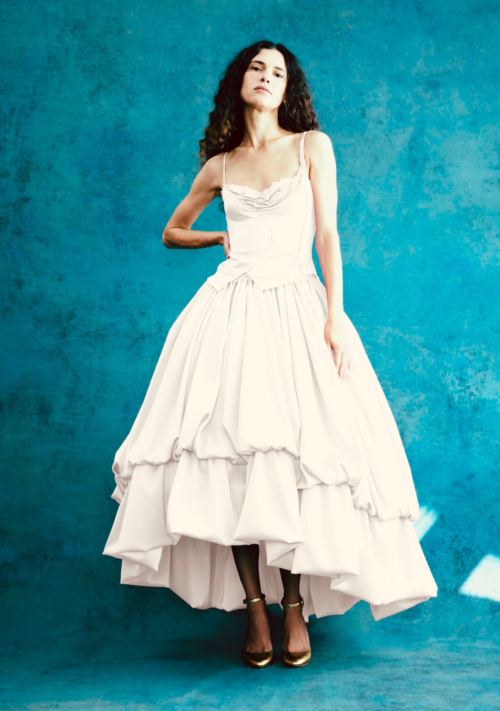 Alejandra Alonso Rojas Bustier Dress with Balloon Skirt in Ivory 6 Alejandra Alonso Rojas Bustier Dress with Balloon Skirt in Ivory 6