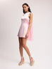 Mini Silk Dress with Cape in Pale Pink