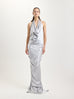 Draped Silk Maxi Skirt in Silver