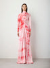 Mockneck Silk Draped Gown in Red Ice Dye