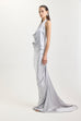 Draped Silk Halter Blouse in Silver