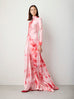 Mockneck Silk Draped Gown in Red Ice Dye