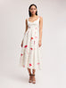 Sweetheart Midi Dress in Red Flower Print