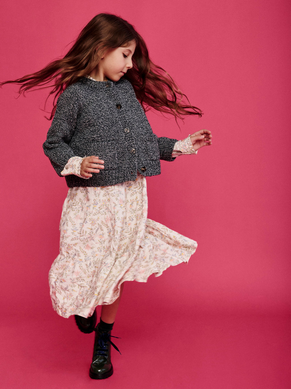 Kid's Cardigan in Kale Melange