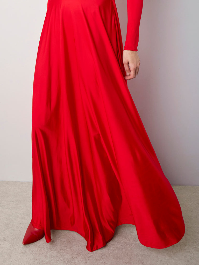 Alejandra Alonso Rojas Draped Long Sleeved Jersey Gown in Red 4 Alejandra Alonso Rojas Draped Long Sleeved Jersey Gown in Red 4