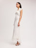 V-Neck Draped Chiffon Dress in Ivory