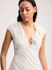 V-Neck Draped Chiffon Dress in Ivory