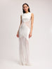 Abstract Sheer Cut-Out Gown in Ivory