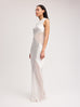 Abstract Sheer Cut-Out Gown in Ivory