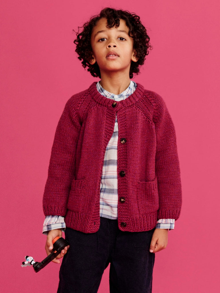 Kid's Cardigan in Magenta Melange