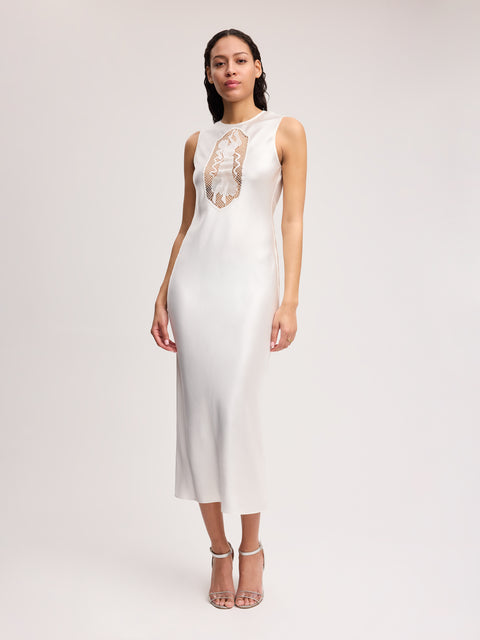 Cut-out Tank Midi Dress in Ivory