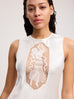 Abstract Sheer Cut-Out Gown in Ivory