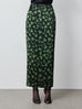 Silk Maxi Skirt in Black Leaf Print