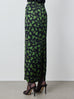 Silk Maxi Skirt in Black Leaf Print