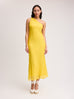 One Shoulder Midi Dress in Yellow