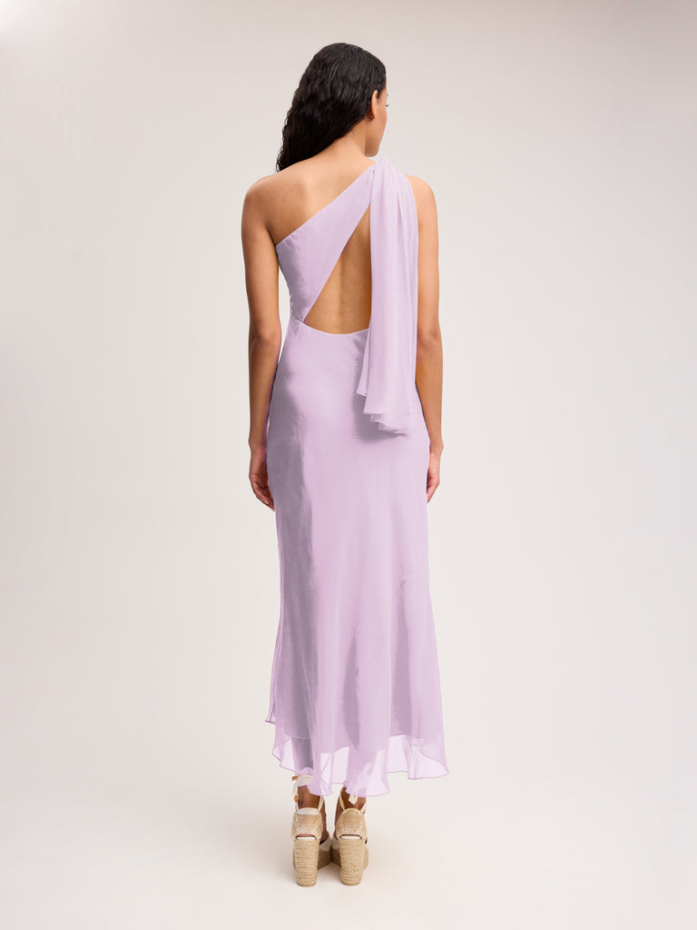 Chiffon One Shoulder Midi In Light Pink Alejandra Alonso Rojas Chiffon One Shoulder Midi In Light Pink Alejandra Alonso Rojas
