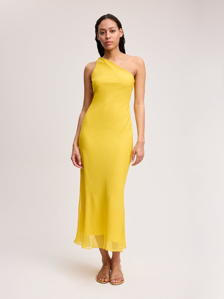 Alejandra Alonso Rojas Chiffon One Shoulder Midi In Yellow 8 Alejandra Alonso Rojas Chiffon One Shoulder Midi In Yellow 8
