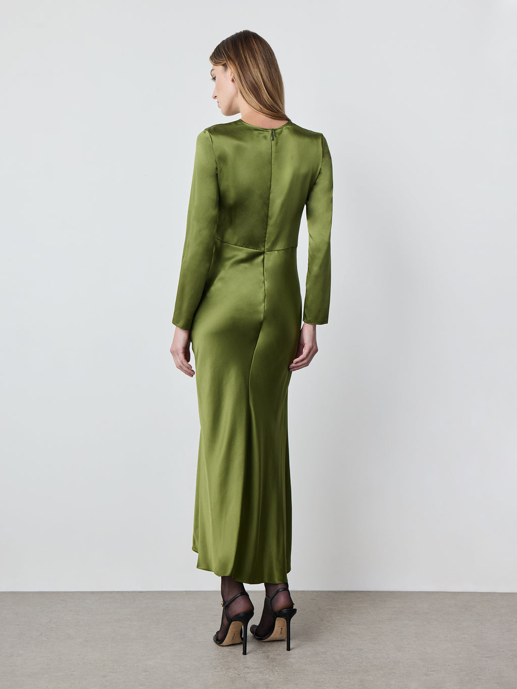 Alejandra Alonso Rojas Long Sleeve Alina Ruched Dress in Green 2 Alejandra Alonso Rojas Long Sleeve Alina Ruched Dress in Green 2