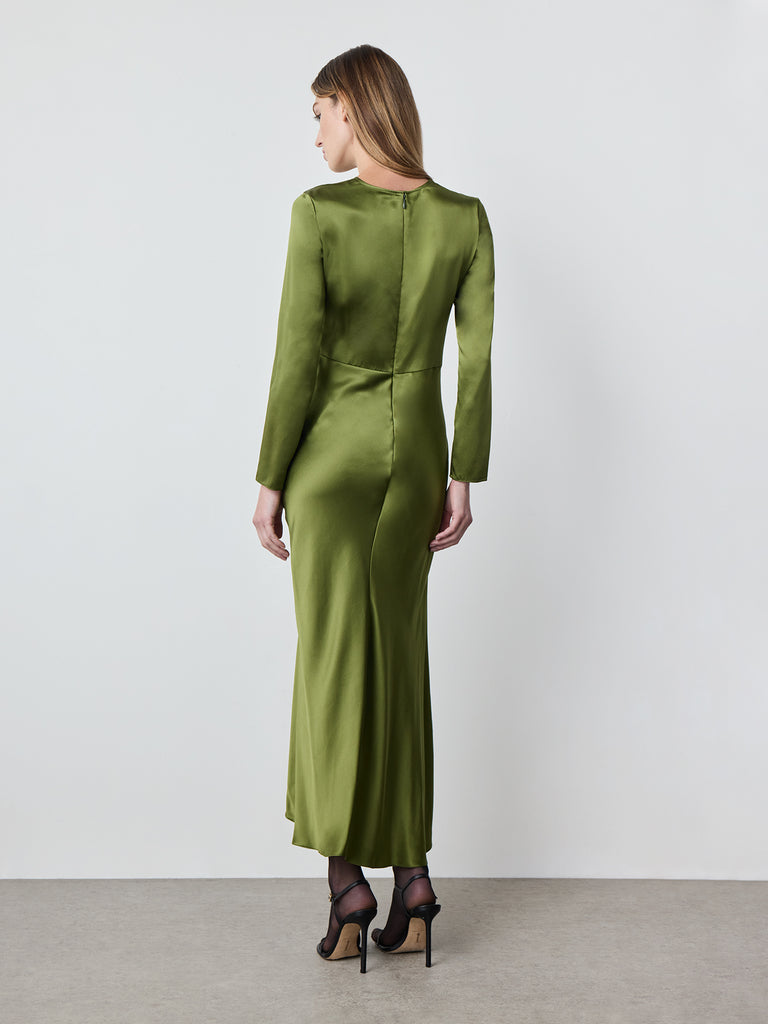 Alejandra Alonso Rojas Long Sleeve Alina Ruched Dress in Green 8 Alejandra Alonso Rojas Long Sleeve Alina Ruched Dress in Green 8