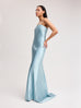 Strapless Silk Maxi Gown in Blue