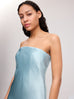 Strapless Silk Maxi Gown in Blue