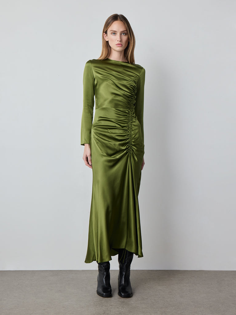 Alejandra Alonso Rojas Long Sleeve Alina Ruched Dress in Green 8 Alejandra Alonso Rojas Long Sleeve Alina Ruched Dress in Green 8