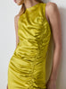 Alina Ruched Silk Dress in Chartreuse