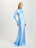 Cowl Back Silk Gown in Sky Blue