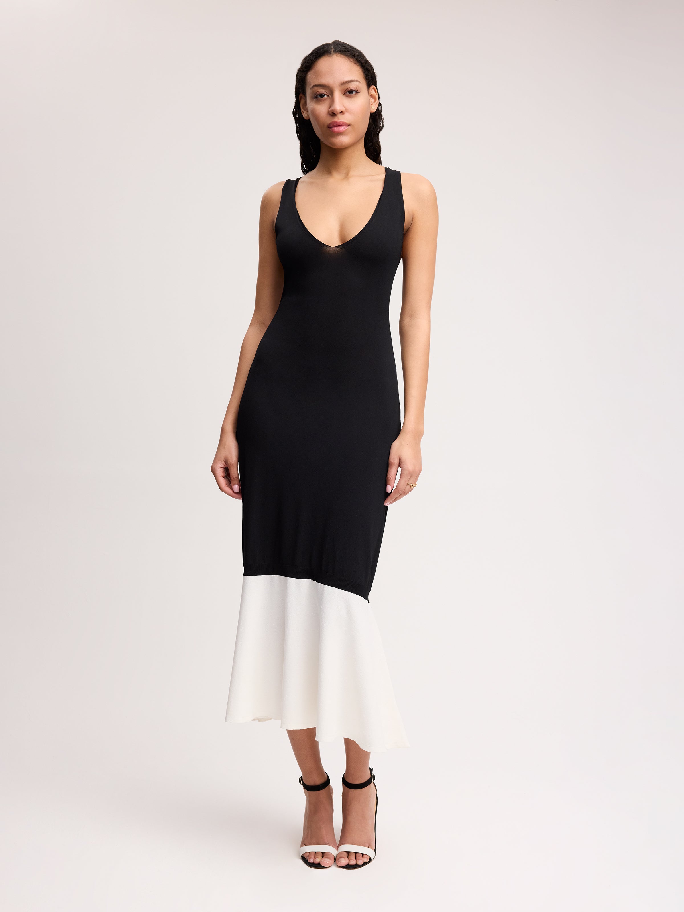 Alejandra Alonso Rojas Knit Tank Dress with Ruffle Trim in Black L
