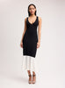 Knit Tank Dress with Ruffle Trim in Black