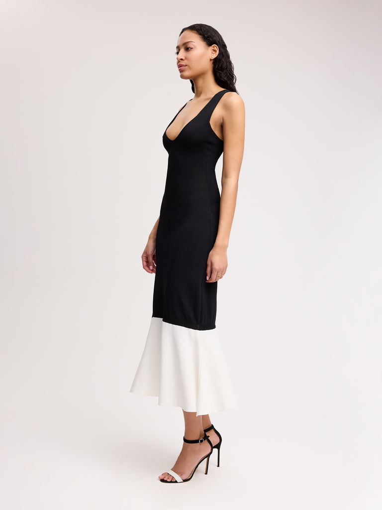 Alejandra Alonso Rojas Knit Tank Dress with Ruffle Trim in Black L Alejandra Alonso Rojas Knit Tank Dress with Ruffle Trim in Black L